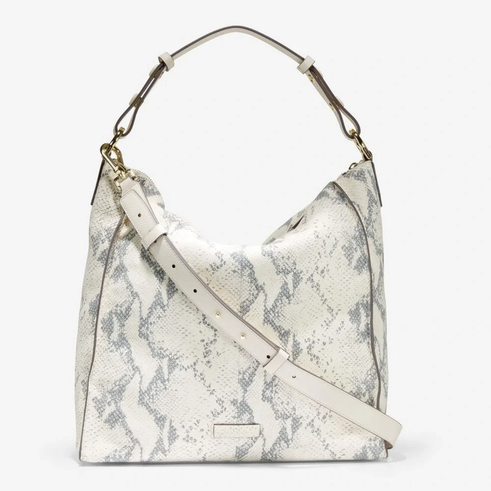 ๐๐๐๐ ๐๐๐๐ Leather Turnlock Snake Bag Off-White Bone Gray GORGEOUS! - Picture 6 of 16